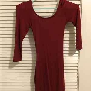 Burgundy BodyCon Quarter length sleeved dress
