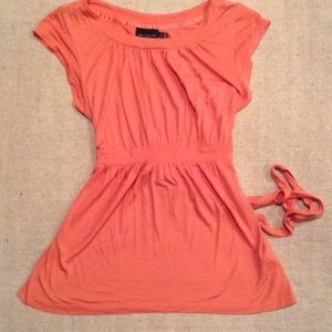Waist Adjustable Salmon Pink Blouse