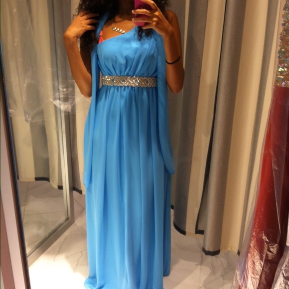 One-Shoulder Chiffon Empire Dress