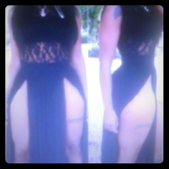 Black open leg dress