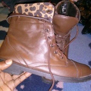 Cheetah Print brown boots