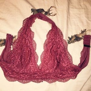 Burgundy lace bralette