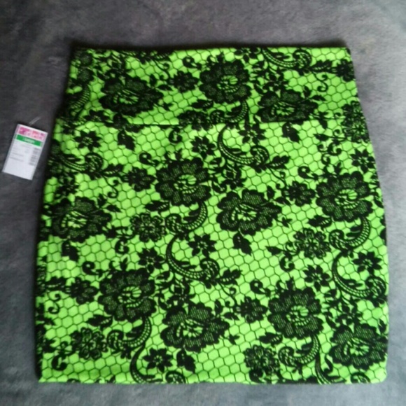 Neon Green Lace Skirt