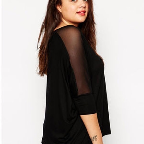 Solid sheer mesh v-neck casual top - Picture 2 of 3