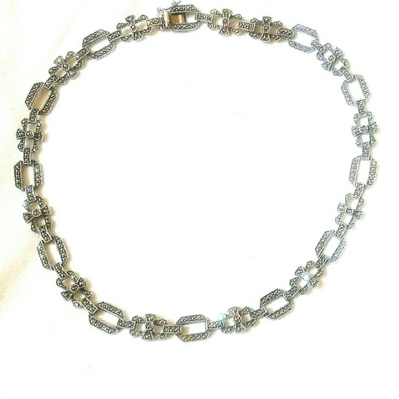 ❌Vtg Judith Jack Sterling/Marcasite Deco Necklace❌ - Picture 3 of 4