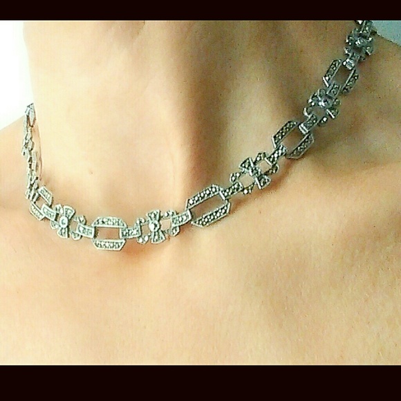 ❌Vtg Judith Jack Sterling/Marcasite Deco Necklace❌ - Picture 4 of 4