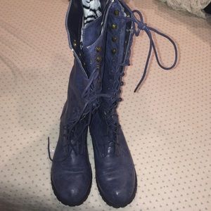 Blue lace up boots
