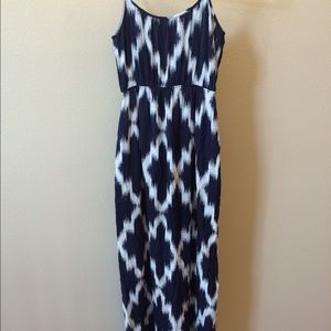 Blue and white maxi dress