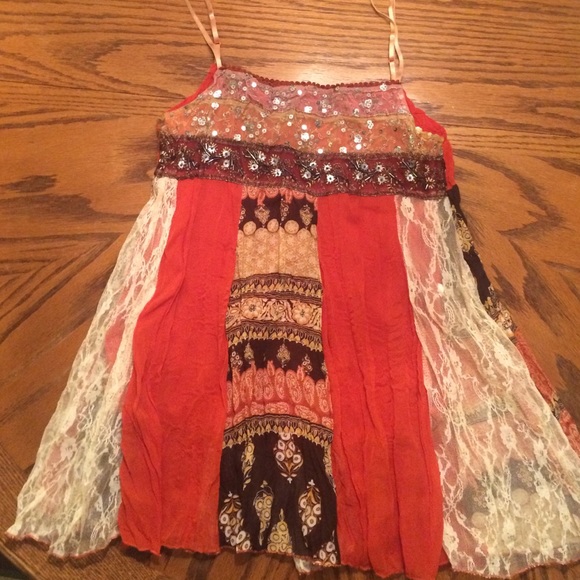 Orange and brown flowy top