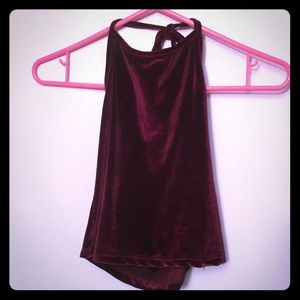 Brandy/John galt velvet maroon halter