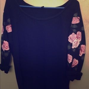 Black long sleeved with roses by h&m.