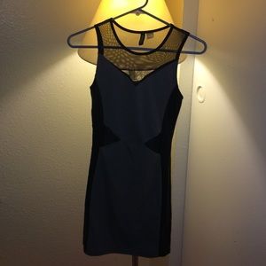 Grey and black h&m fitted bodycon dress~