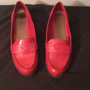 Red Patent Leather Penny Loafers