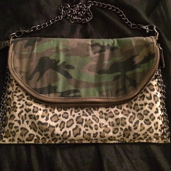 Camouflage and cheetah printed purse