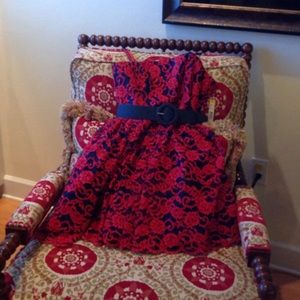 Red/blue lace dress