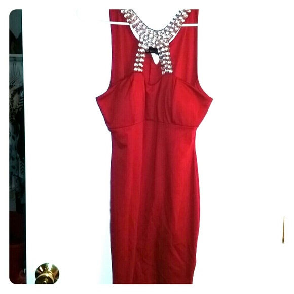 Red dress with rhinestones