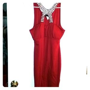 Red dress with rhinestones
