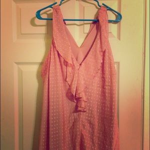 🎀Coral Pink Dot Ruffle Top🎀