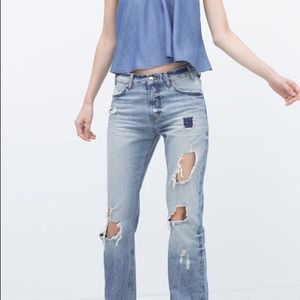 Zara Bleached 70s Flared Jeans