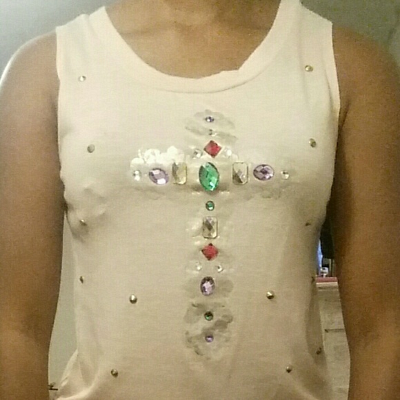 Pink embellished tank