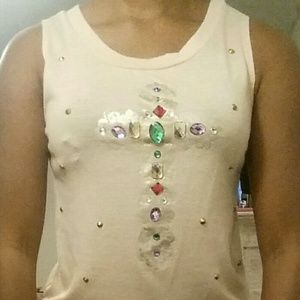 Pink embellished tank