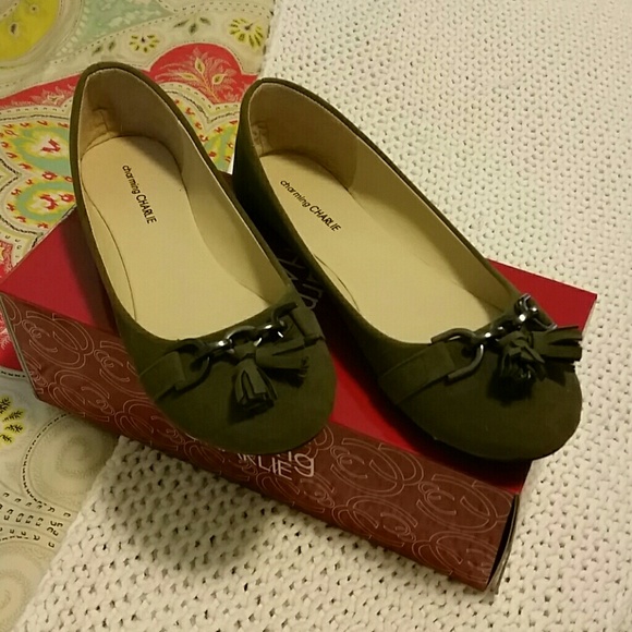 Olive green ballet flats - Never Worn