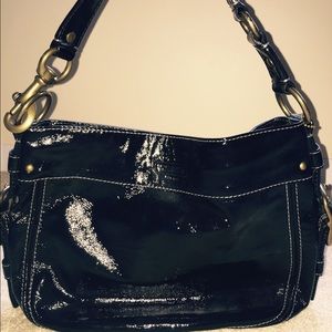 Coach Zoe patent black shoulder bag
