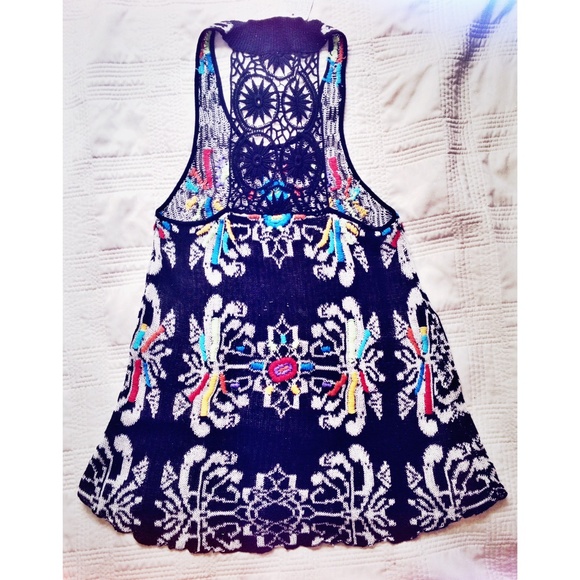 SOLD Free People Boho Embroidered Knit Tank - Picture 4 of 4