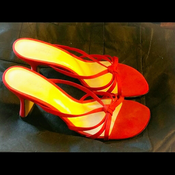 Jacqueline Ferar,  Red Strappy Evening Shoe - Picture 2 of 2