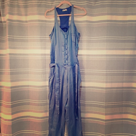 Beautiful soft blue silk baggy jumpsuit