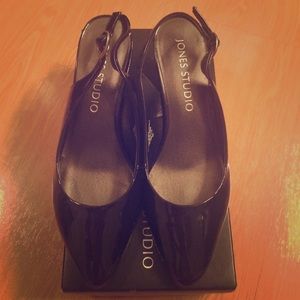 Dark Blue Navy Kitten Heel Pointed Slingbacks