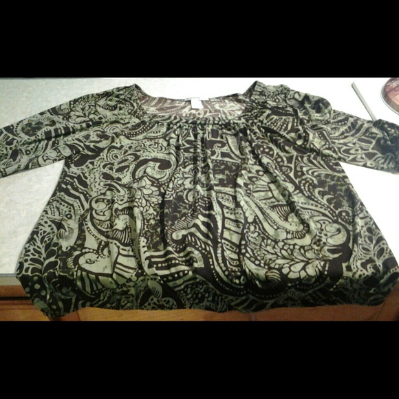 CLAUDIA RICHARDS GREEN AND BROWN TOP