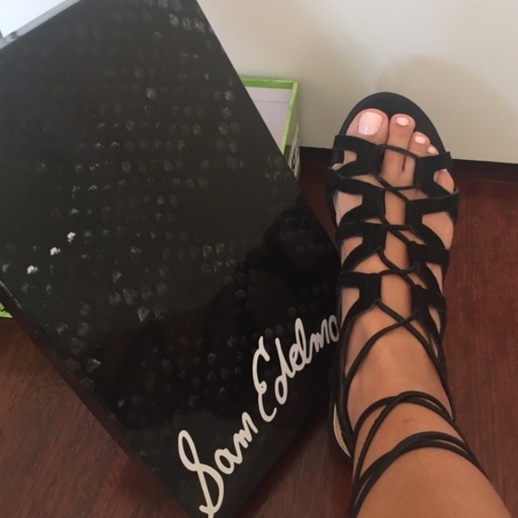 Sam Edelman Shoes - Sam Edelman Gladiator Lace/Strap Up Black Sandals