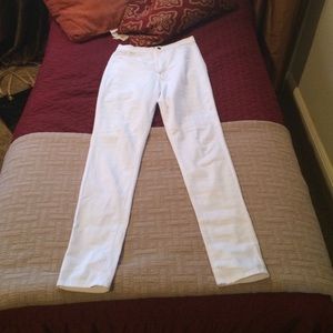 High Waisted White Skinny