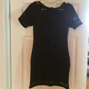 Short Sleeved Cut Out Black Dress
