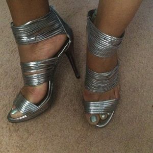 Silver heels .