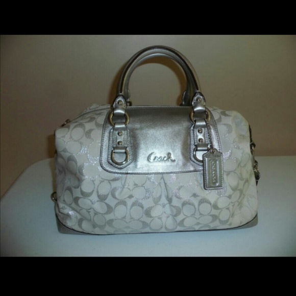 Coach Ashley Signature Sateen Silver Satchel