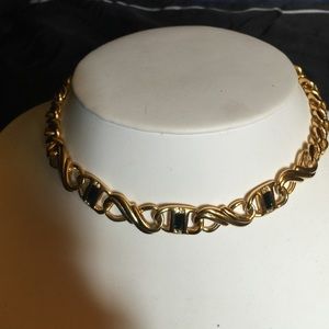 Vintage necklace w/ Emerald and white rhinestones