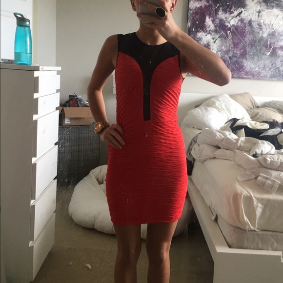 Dresses & Skirts - Sexy Red Cut Out Mesh Dress