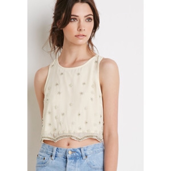 Forever 21 embellished chiffon crop top!