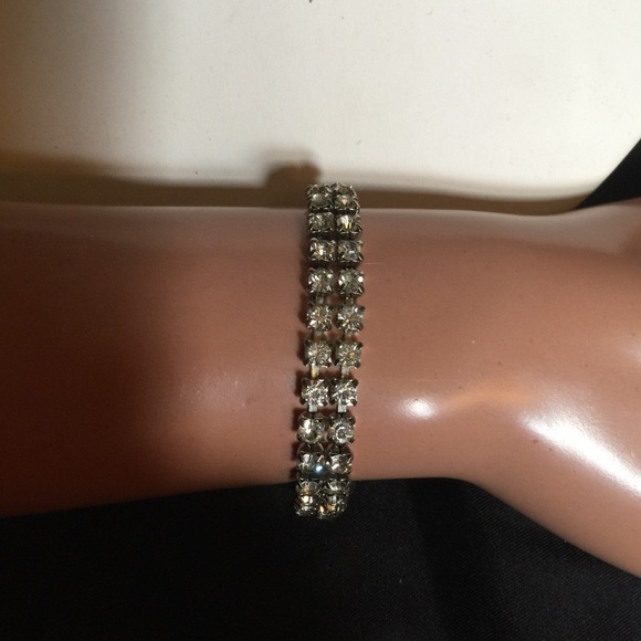 Vintage rhinestone double strand bracelet