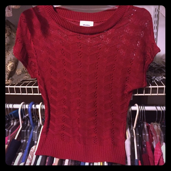 Dressbarn red lacey shirt, size small