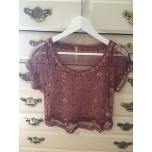 Free People slightly cropped mesh top