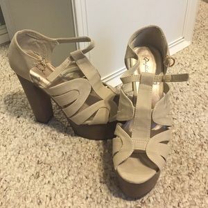 Nude platform heels