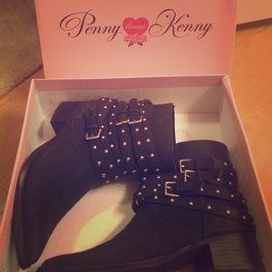 Black Andrea Ankle Boots Booties with Silver Studs