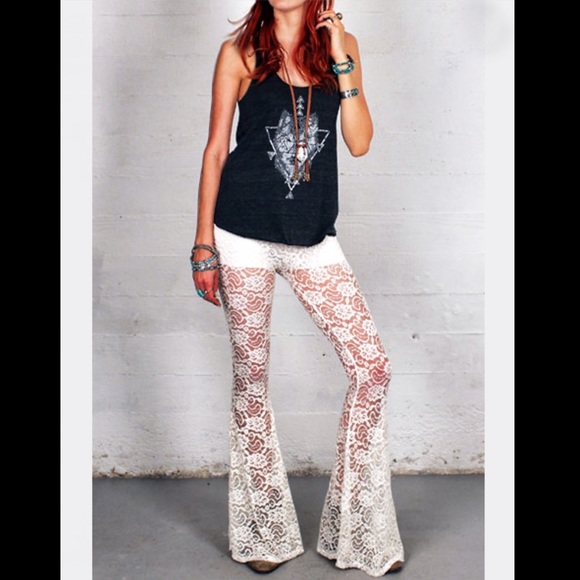 lace bell bottom pants
