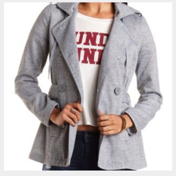 NWT Grey Peacoat W/Detachable Hood