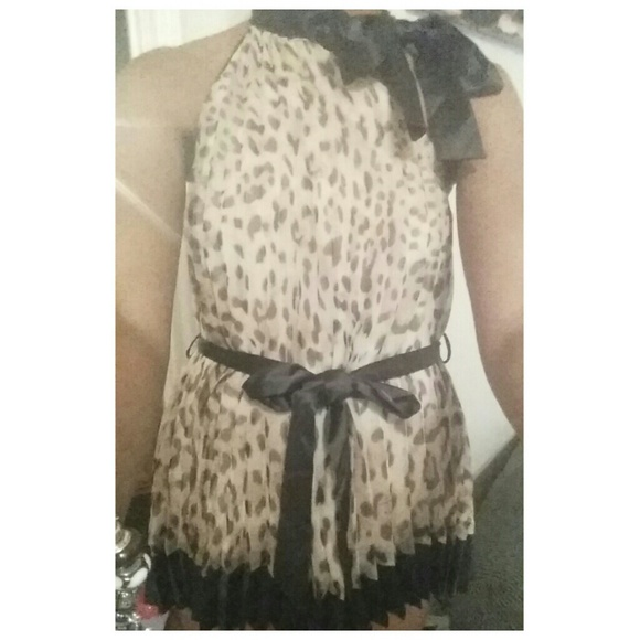 Leopard pleated blouse