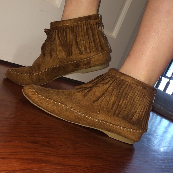 brown moccasin boots