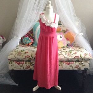 💕Coral maxi sundress. White flower. Size kids 8💕